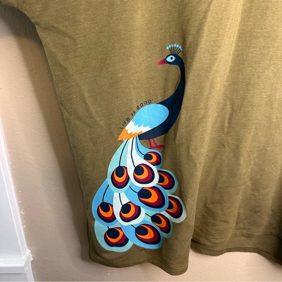 ADORABLE Life Is Good Olive Long Sleeve Shirt Size XXL - Picture 2 of 5